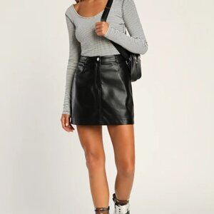 Lulus Leather Mini Skirt Black